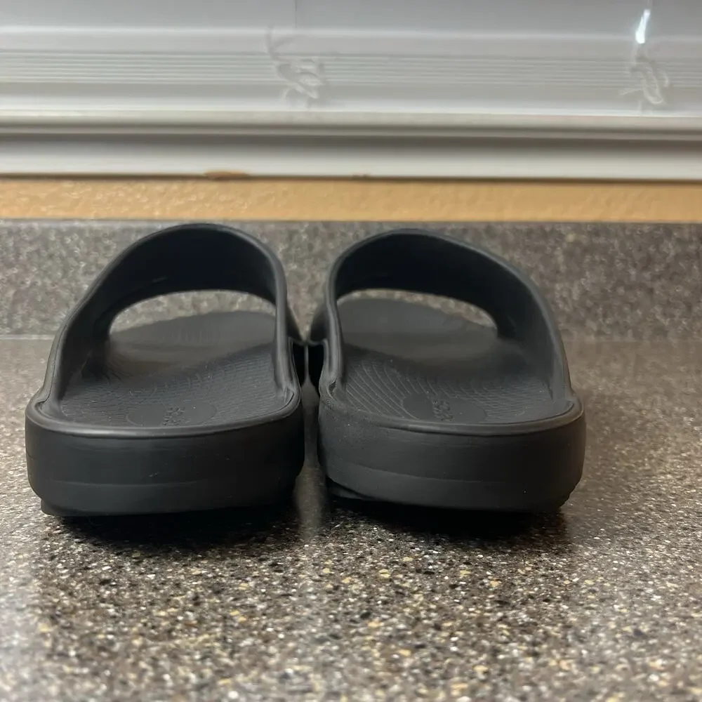 OOFOS Summer Rubber Sandals Mens Sz 9 All Black Comfort Slides Slip On Womens 12